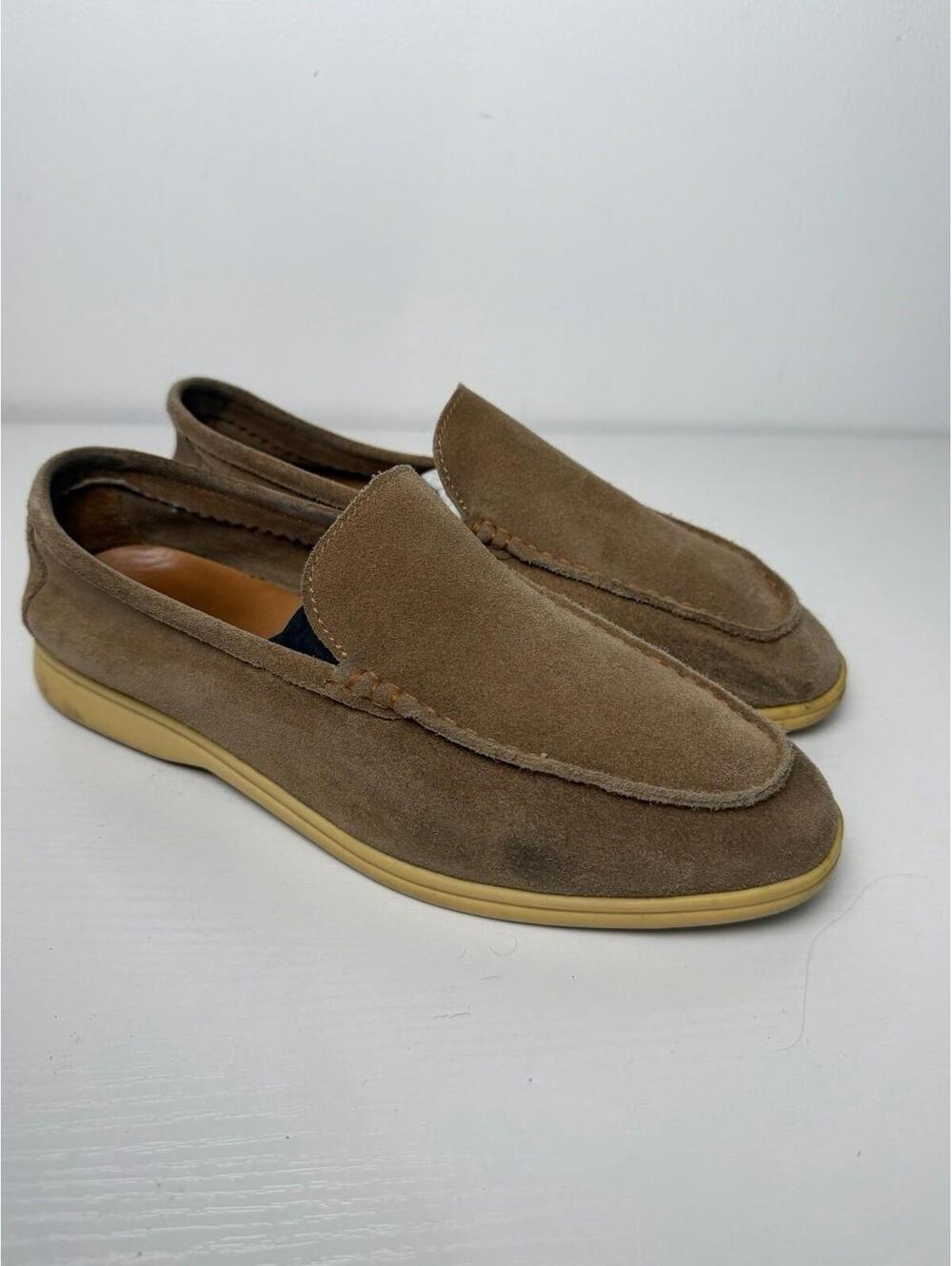Loro Piana Summer Walk Loafers SZ 39 Suede Brown Flat Shoes